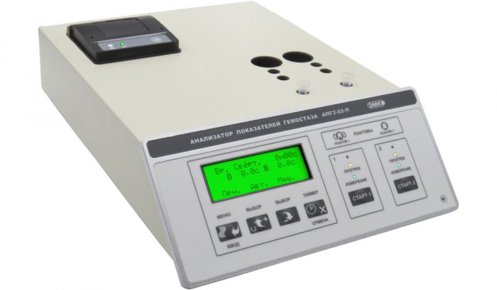 АПГ2-02-П Двухканальный полуавтоматический анализатор показателей гемостаза (коагулометр) с встроенным принтером